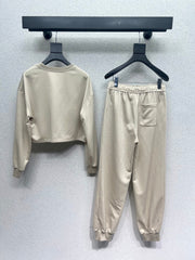 Embroidered Letter Sweatshirt Embossed Casual Suit