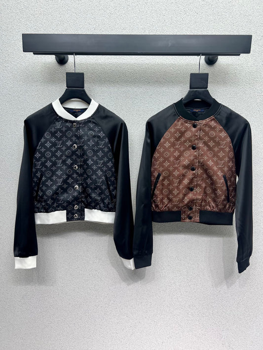 Colorblock monogram jacket