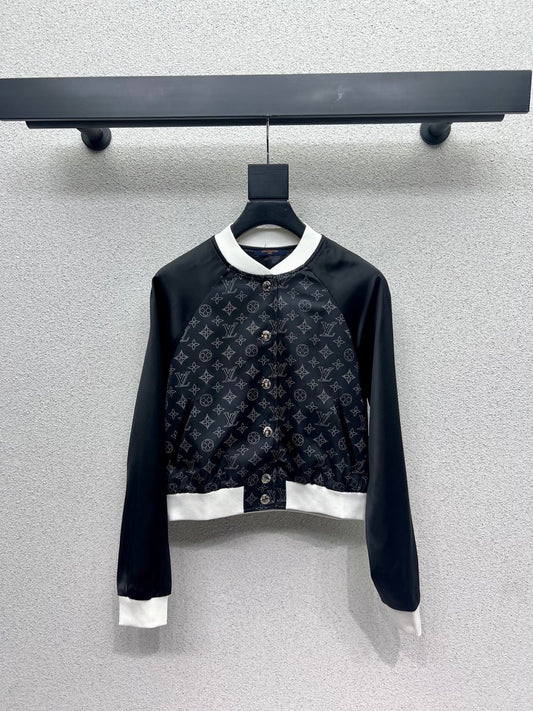 Colorblock monogram jacket