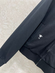 Hooded zipper jacket + wide-leg trousers combination