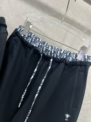 Hooded zipper jacket + wide-leg trousers combination