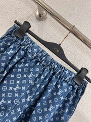 Laser Printed Denim Elastic Waist Jeans