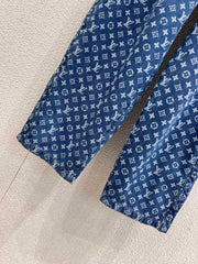 Laser Printed Denim Elastic Waist Jeans
