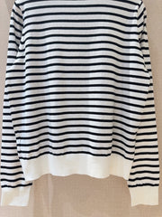 Round neck striped coconut palm print sweatshirt