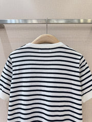 Round neck striped print latest hot coconut tree 🌴 print pullover t-shirt
