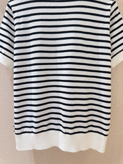 Round neck striped print latest hot coconut tree 🌴 print pullover t-shirt