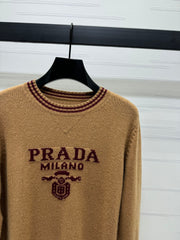 Contrast color crew neck knitted long sleeves