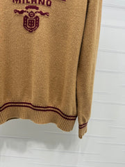 Contrast color crew neck knitted long sleeves