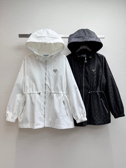 hooded jacquard jacket