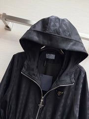 hooded jacquard jacket