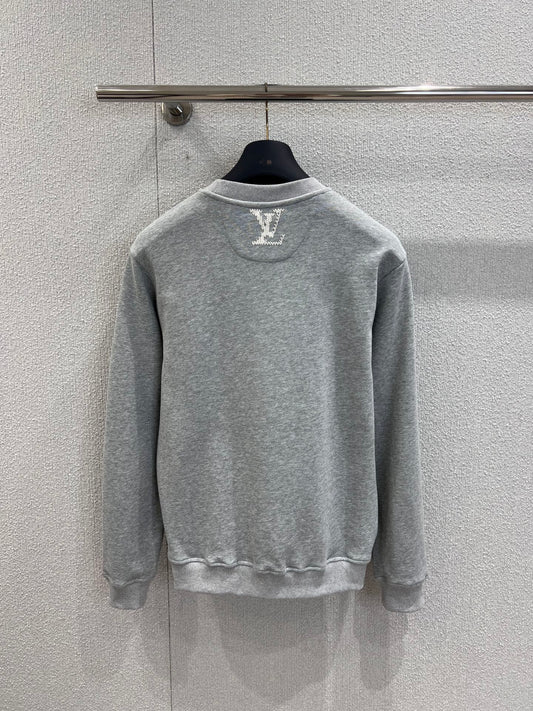 Lettering embroidered crew neck sweatshirt