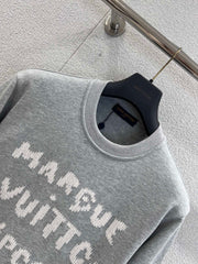 Lettering embroidered crew neck sweatshirt