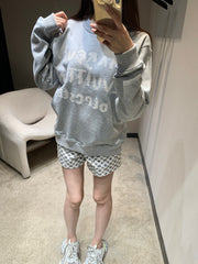 Lettering embroidered crew neck sweatshirt