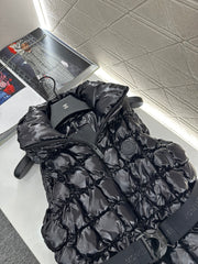 Stand collar belt down vest