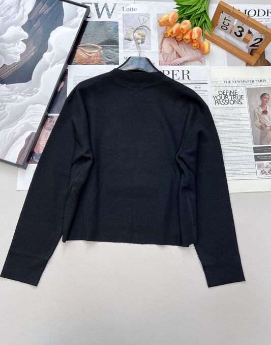 Wool embossed lettering pullover sweater