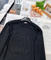 Wool embossed lettering pullover sweater