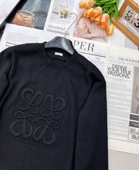 Wool embossed lettering pullover sweater