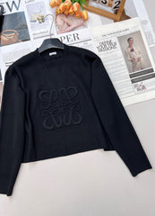 Wool embossed lettering pullover sweater