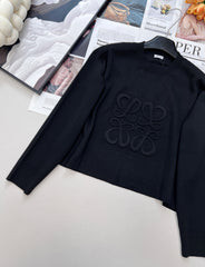 Wool embossed lettering pullover sweater