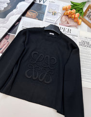 Wool embossed lettering pullover sweater