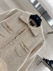 Embroidered lace knitted cardigan
