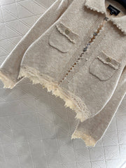 Embroidered lace knitted cardigan