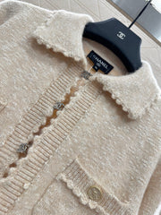 Embroidered lace knitted cardigan