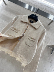 Embroidered lace knitted cardigan