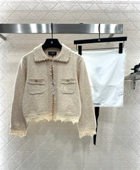 Embroidered lace knitted cardigan