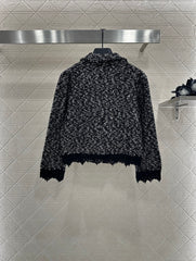 Embroidered lace knitted cardigan