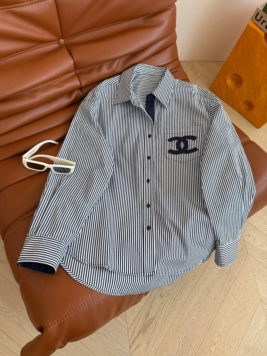 Chemise slim à rayures et imprimé stretch