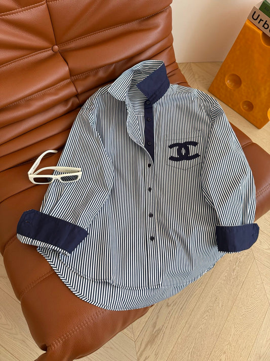 Chemise slim à rayures et imprimé stretch