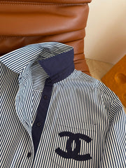 Chemise slim à rayures et imprimé stretch