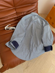 Chemise slim à rayures et imprimé stretch