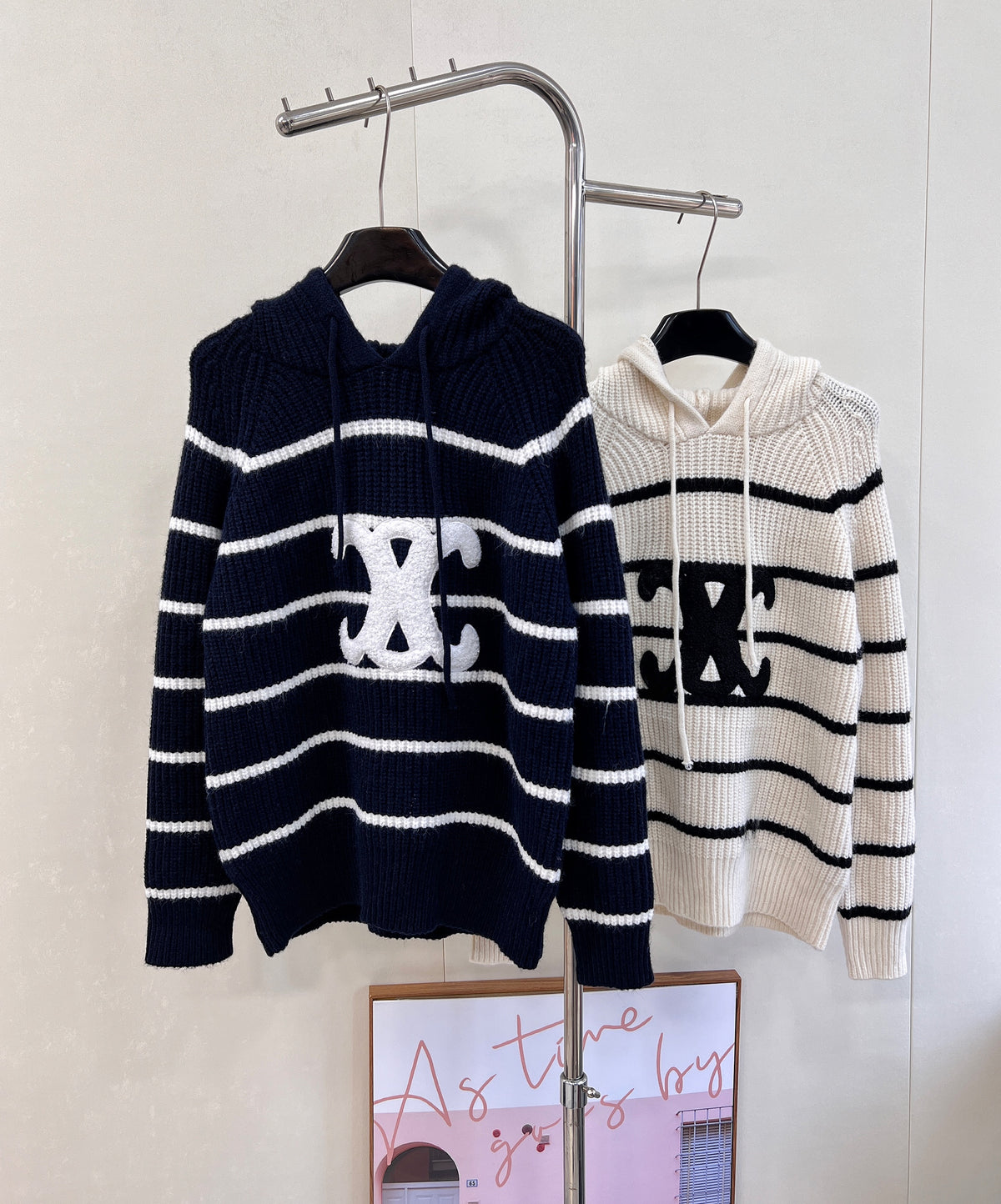 Arc de Triomphe striped hooded sweater