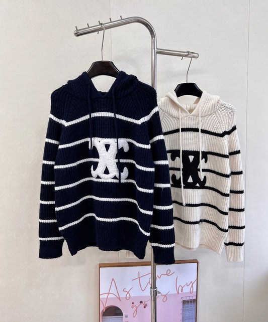 Arc de Triomphe striped hooded sweater