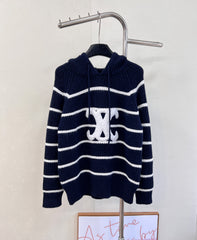 Arc de Triomphe striped hooded sweater