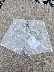 Printed Denim Shorts