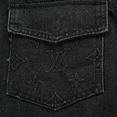 veste en jean à poche gaufrée