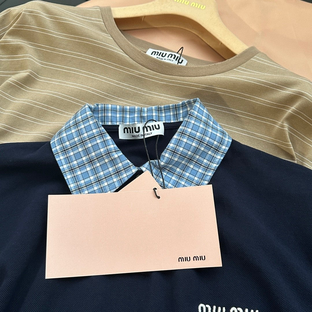 Zweiteiliges Poloshirt mit kariertem Kontrast-Imitat | Preppy Retro-Stil 