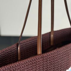 Striped Woven Straw Tote
