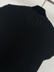 Pearl-Trim Ribbed Knit Short-Sleeve Top