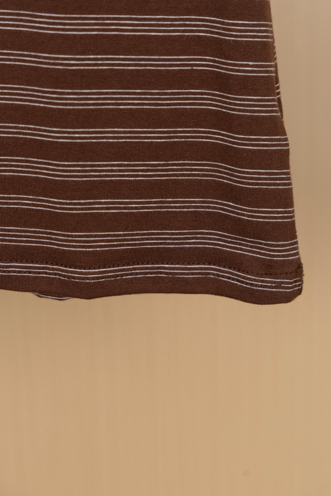 Mocha Slanted-Stripe Pocket Tee with Mini Logo Patch