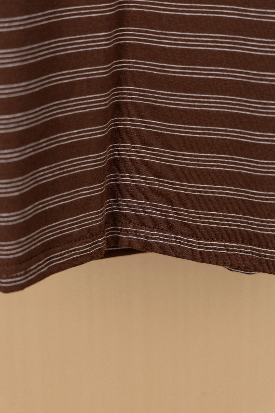 Mocha Slanted-Stripe Pocket Tee with Mini Logo Patch