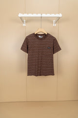 Mocha Slanted-Stripe Pocket Tee with Mini Logo Patch