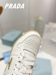 Gold-Accent Leather Retro Sneakers