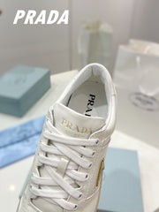 Gold-Accent Leather Retro Sneakers