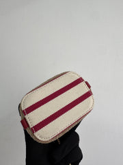 Striped Canvas Mini Bucket Bag with Gold Hardware