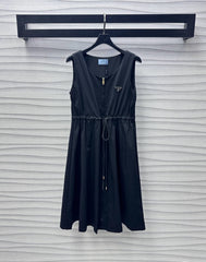 Drawstring-Waist Sleeveless Midi Dresses