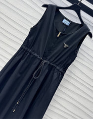 Drawstring-Waist Sleeveless Midi Dresses